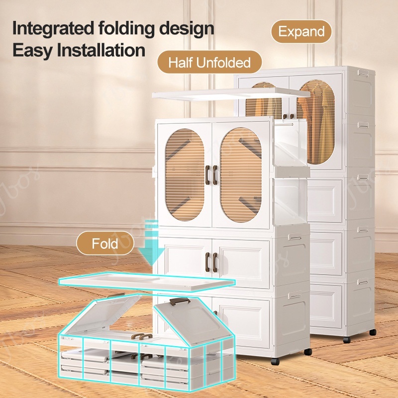 Jbos Foldable Wardrobe Baby Closet Organizer Thickened Plastic Storage Baby Cabinet For Clothes