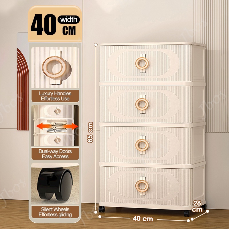 Jbos 40-70cm Foldable Cabinet With Sliding Doors ​​Spacious​​ White Durabox Cabinet Organizer