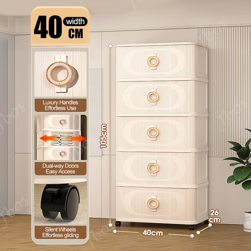 Jbos 40-70cm Foldable Cabinet With Sliding Doors ​​Spacious​​ White Durabox Cabinet Organizer