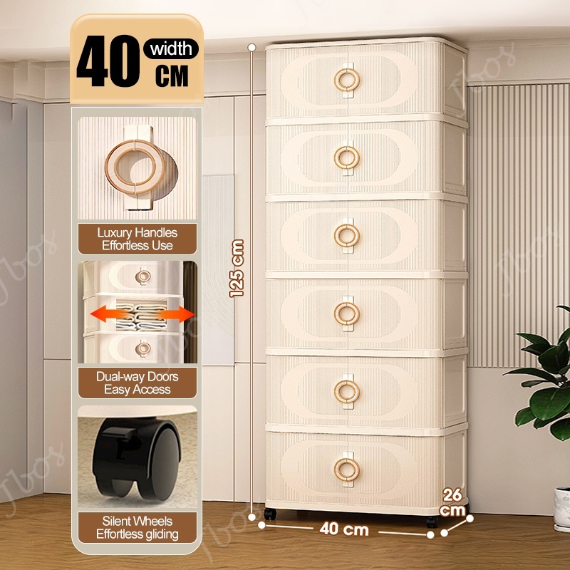 Jbos 40-70cm Foldable Cabinet With Sliding Doors ​​Spacious​​ White Durabox Cabinet Organizer
