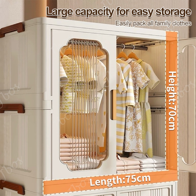 Jbos Foldable Storage Cabinet For Clothes With Universal Wheels Oversized Wardrobe For Adult