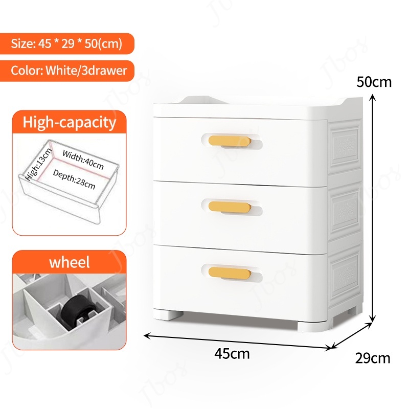 Jbos Drawers Cabinet for Clothes Durabox Storage Organizer Plastic Cabinet with Wheels