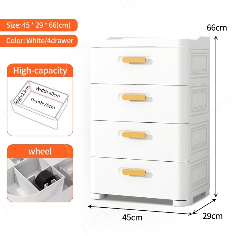 Jbos Drawers Cabinet for Clothes Durabox Storage Organizer Plastic Cabinet with Wheels