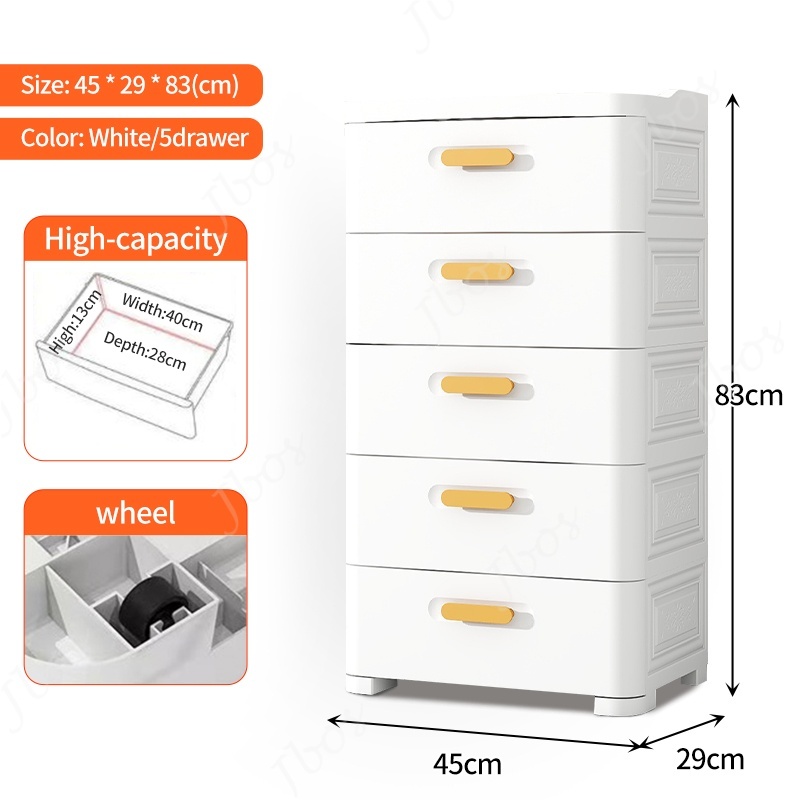 Jbos Drawers Cabinet for Clothes Durabox Storage Organizer Plastic Cabinet with Wheels