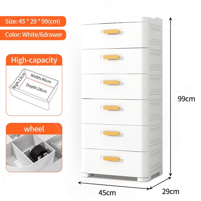 Jbos Drawers Cabinet for Clothes Durabox Storage Organizer Plastic Cabinet with Wheels