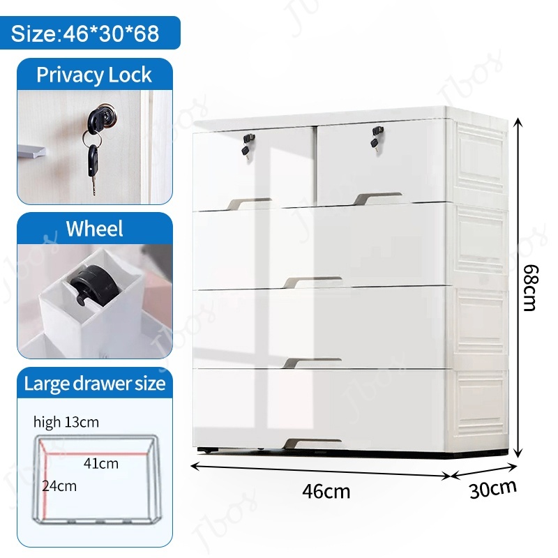 Jbos Lockable Drawer Cabinet Clothes Storage Cabinet Plastic Locker Thickened Bedroom Wardrobe
