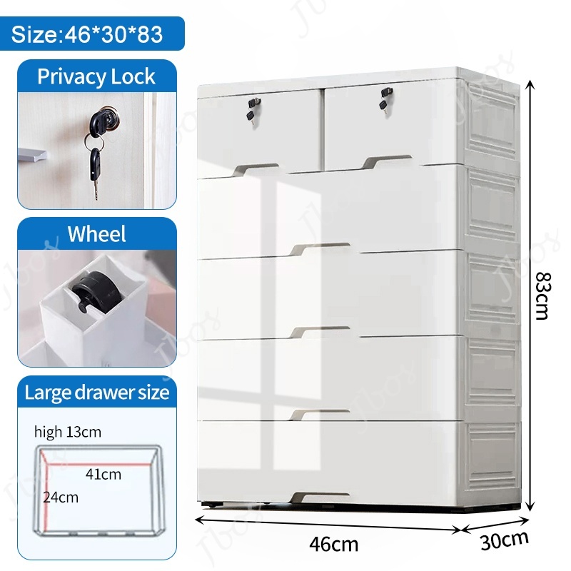 Jbos Lockable Drawer Cabinet Clothes Storage Cabinet Plastic Locker Thickened Bedroom Wardrobe