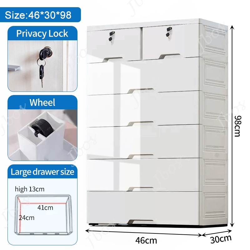 Jbos Lockable Drawer Cabinet Clothes Storage Cabinet Plastic Locker Thickened Bedroom Wardrobe