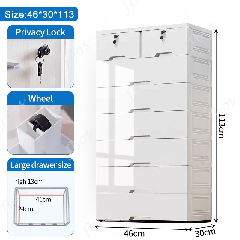 Jbos Lockable Drawer Cabinet Clothes Storage Cabinet Plastic Locker Thickened Bedroom Wardrobe