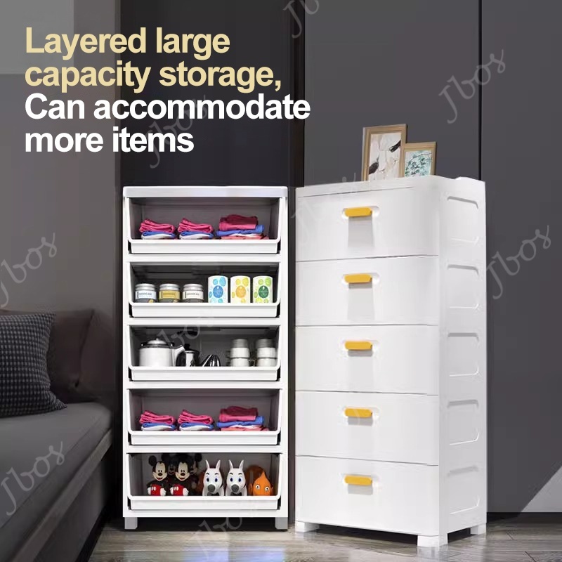 Jbos Drawers Cabinet for Clothes Durabox Storage Organizer Plastic Cabinet with Wheels