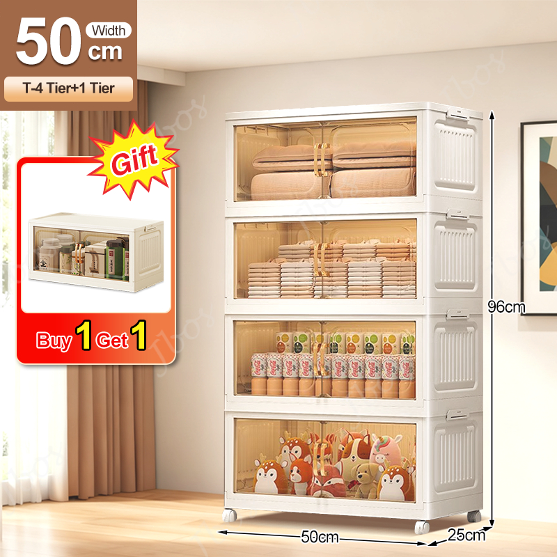 【Buy 1 Get 1 Free】Jbos 50-70cm Foldable Cabinet For Clothes Stable Storage Box With Universal Wheels