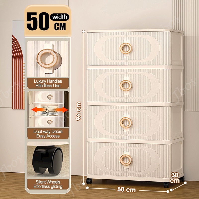 Jbos 40-70cm Foldable Cabinet With Sliding Doors ​​Spacious​​ White Durabox Cabinet Organizer