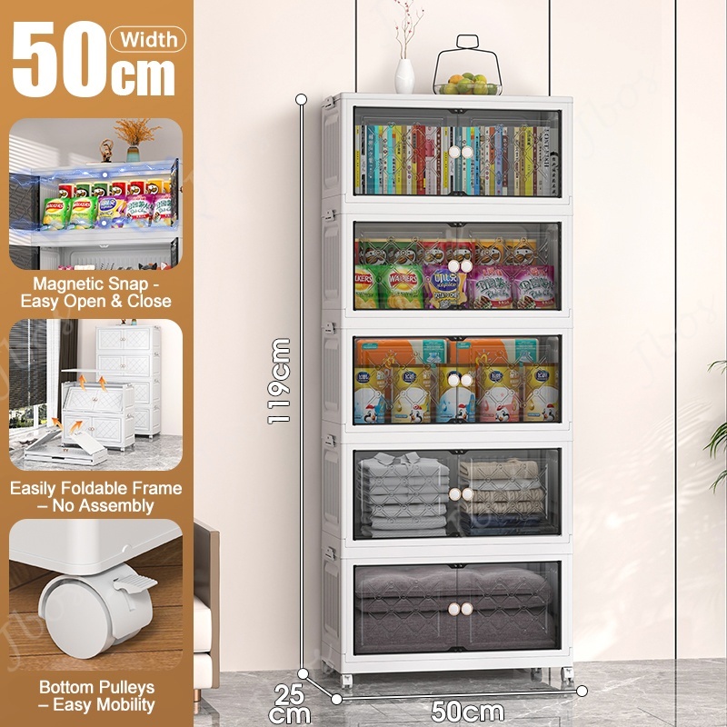 Jbos 50-80cm Foldable Storage Cabinet with Magnetic Suction Door Megabox Cabinet Organizer