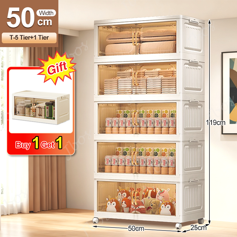 【Buy 1 Get 1 Free】Jbos 50-70cm Foldable Cabinet For Clothes Stable Storage Box With Universal Wheels