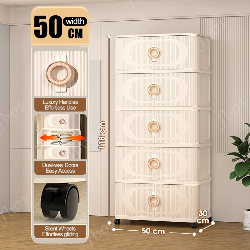 Jbos 40-70cm Foldable Cabinet With Sliding Doors ​​Spacious​​ White Durabox Cabinet Organizer