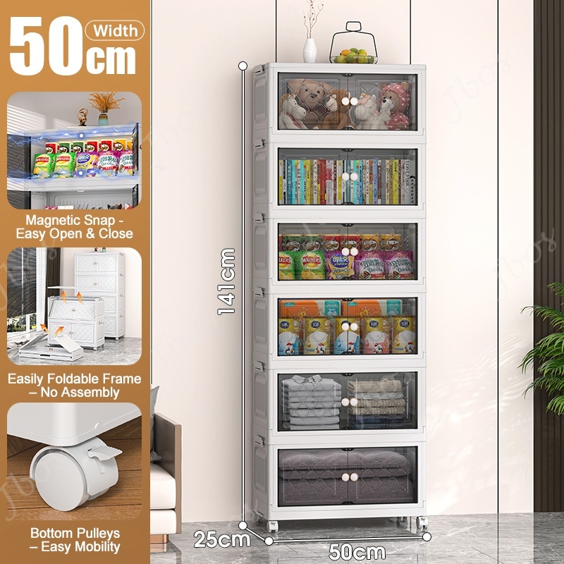 Jbos 50-80cm Foldable Storage Cabinet with Magnetic Suction Door Megabox Cabinet Organizer