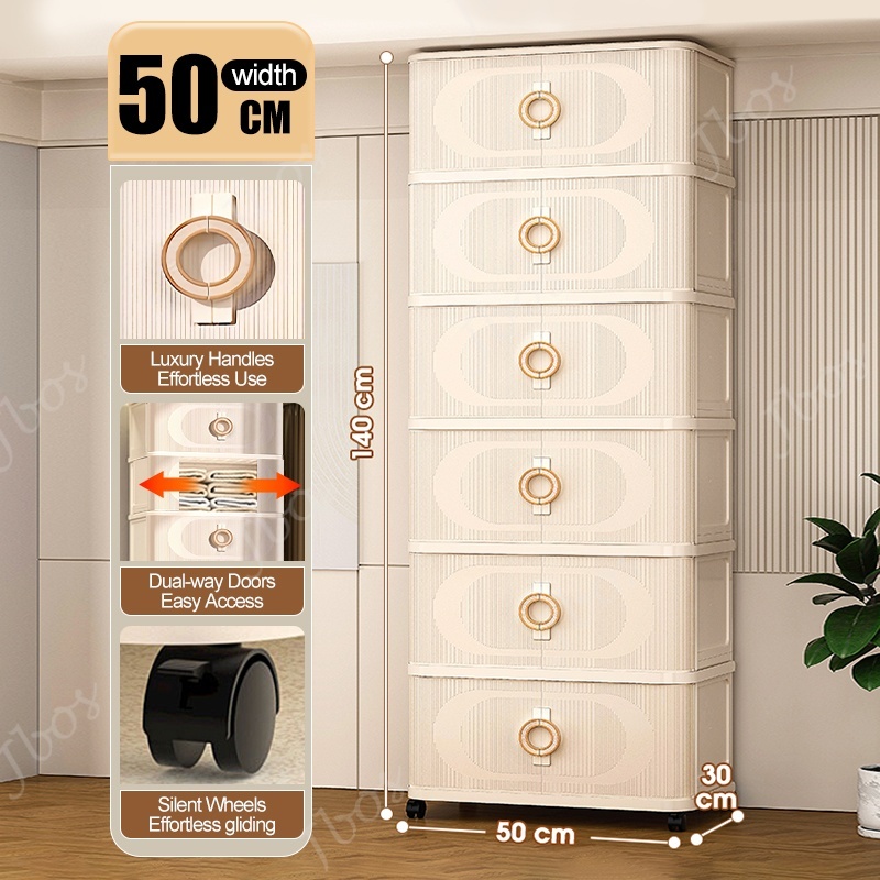 Jbos 40-70cm Foldable Cabinet With Sliding Doors ​​Spacious​​ White Durabox Cabinet Organizer