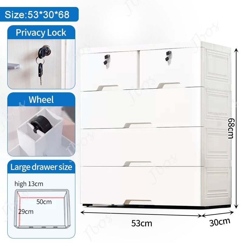 Jbos Lockable Drawer Cabinet Clothes Storage Cabinet Plastic Locker Thickened Bedroom Wardrobe