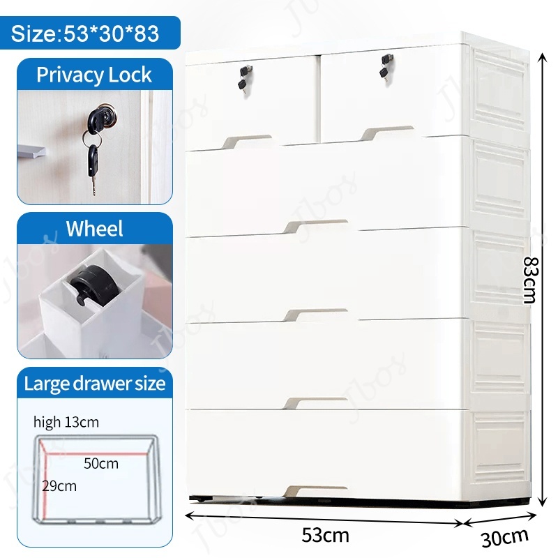 Jbos Lockable Drawer Cabinet Clothes Storage Cabinet Plastic Locker Thickened Bedroom Wardrobe