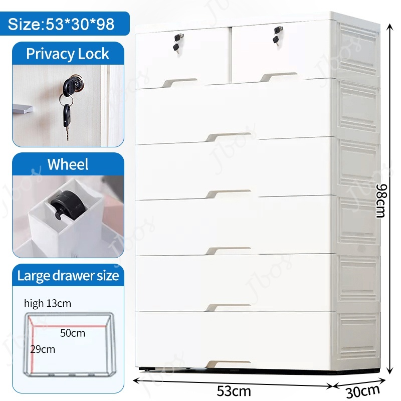 Jbos Lockable Drawer Cabinet Clothes Storage Cabinet Plastic Locker Thickened Bedroom Wardrobe
