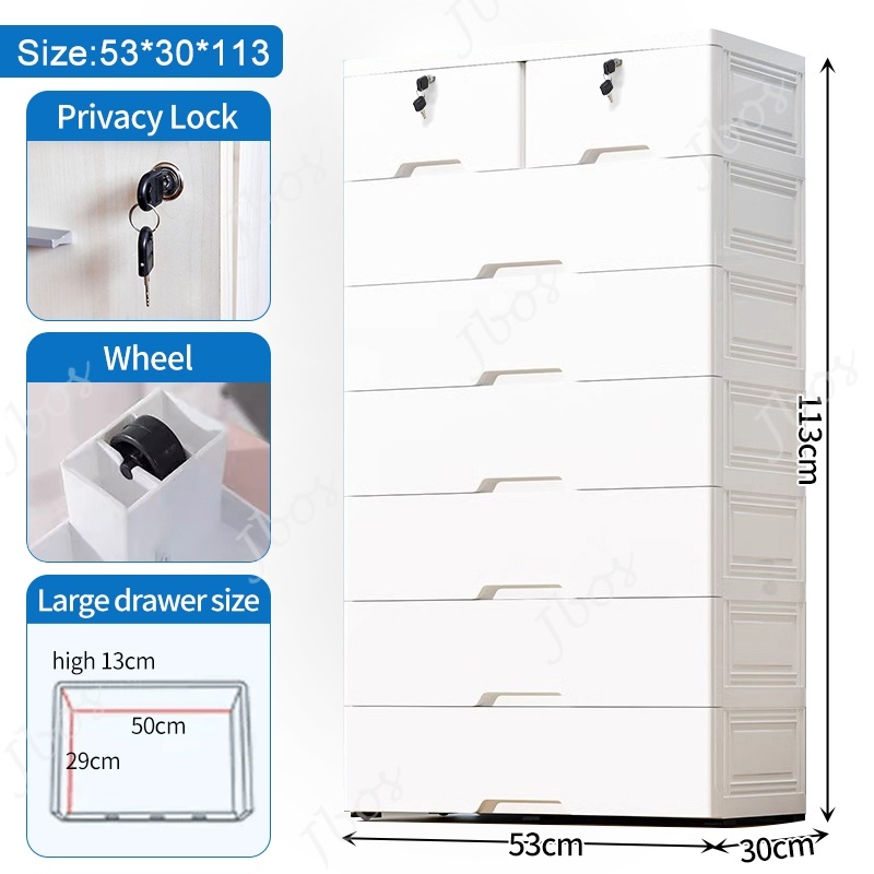 Jbos Lockable Drawer Cabinet Clothes Storage Cabinet Plastic Locker Thickened Bedroom Wardrobe