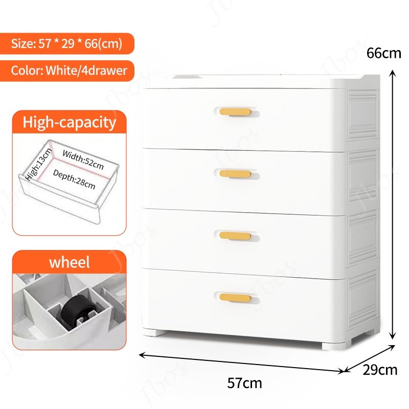 Jbos Drawers Cabinet for Clothes Durabox Storage Organizer Plastic Cabinet with Wheels