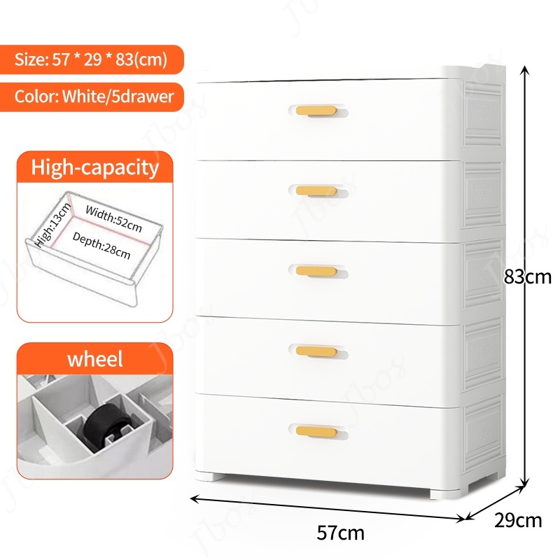 Jbos Drawers Cabinet for Clothes Durabox Storage Organizer Plastic Cabinet with Wheels
