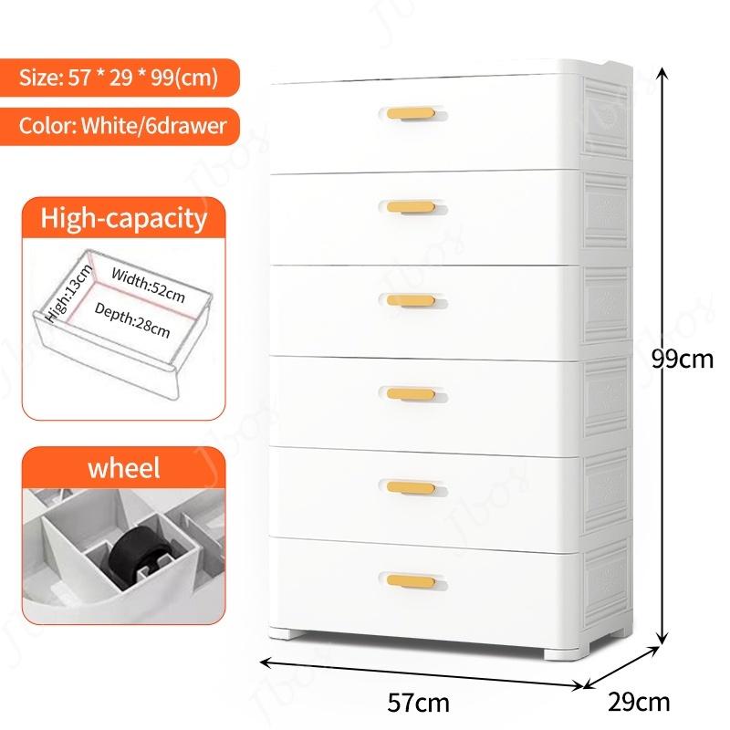 Jbos Drawers Cabinet for Clothes Durabox Storage Organizer Plastic Cabinet with Wheels