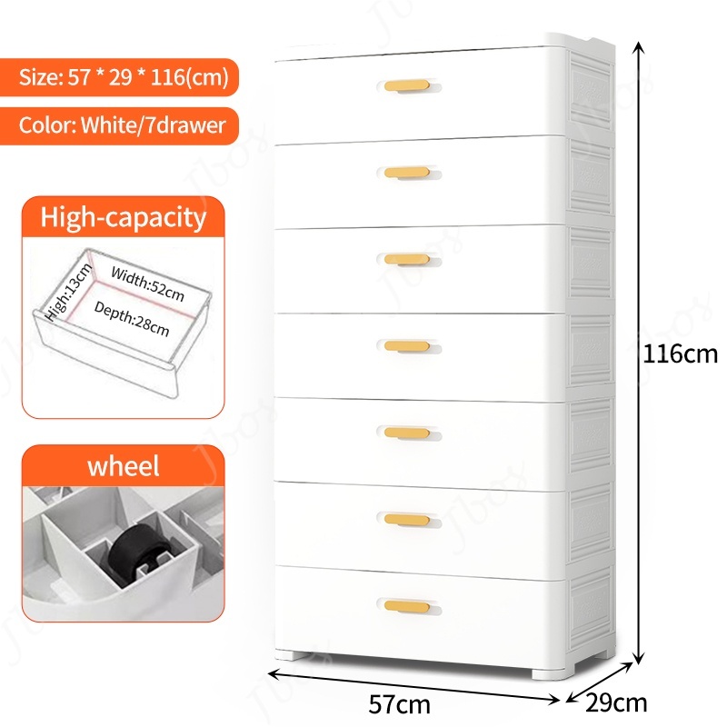 Jbos Drawers Cabinet for Clothes Durabox Storage Organizer Plastic Cabinet with Wheels