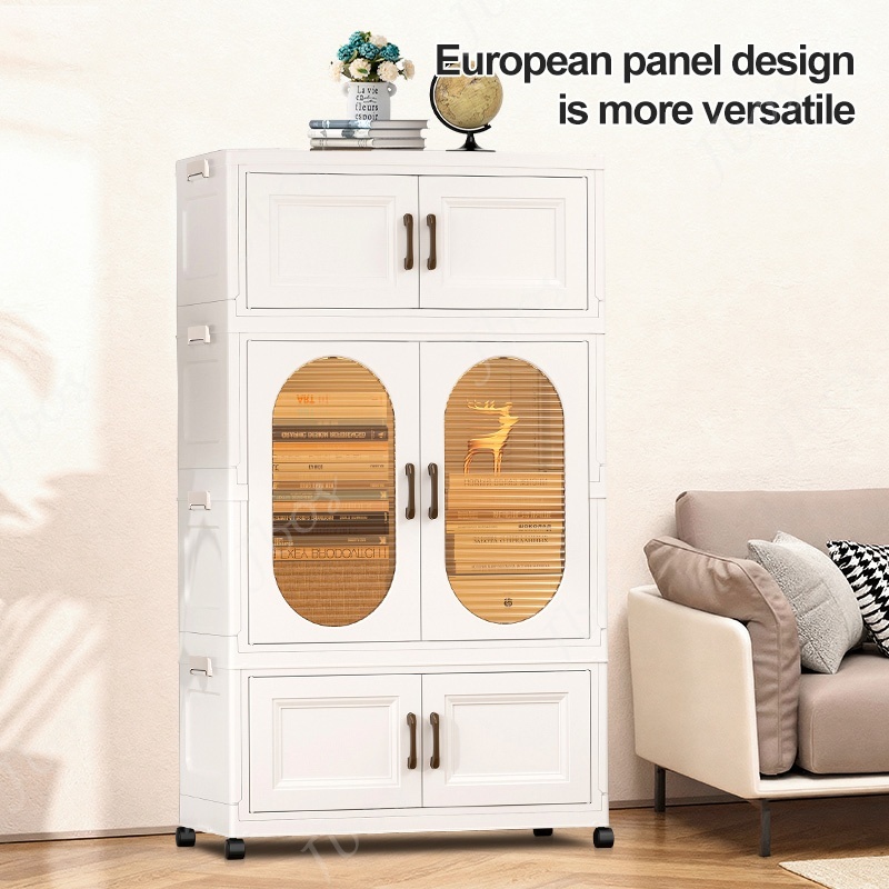Jbos Foldable Wardrobe Baby Closet Organizer Thickened Plastic Storage Baby Cabinet For Clothes