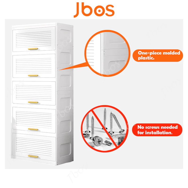 Jbos Durabox Cabinet Drawer Flip Top Storage Box White Organizer with Wheels Home Plastic Cabinet