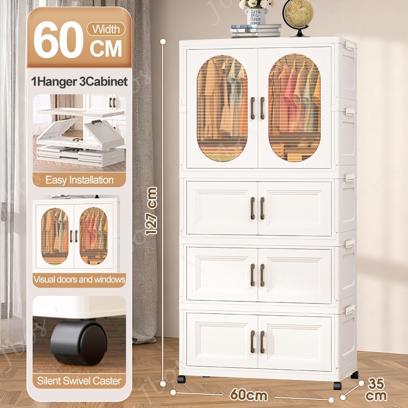 Jbos Foldable Wardrobe Baby Closet Organizer Thickened Plastic Storage Baby Cabinet For Clothes