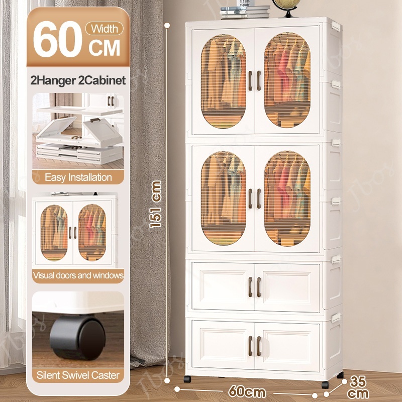 Jbos Foldable Wardrobe Baby Closet Organizer Thickened Plastic Storage Baby Cabinet For Clothes