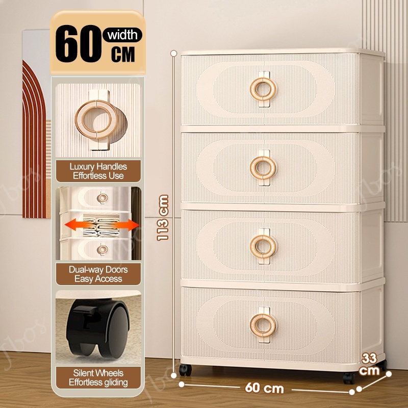 Jbos 40-70cm Foldable Cabinet With Sliding Doors ​​Spacious​​ White Durabox Cabinet Organizer