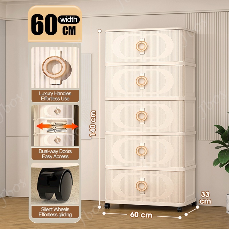 Jbos 40-70cm Foldable Cabinet With Sliding Doors ​​Spacious​​ White Durabox Cabinet Organizer