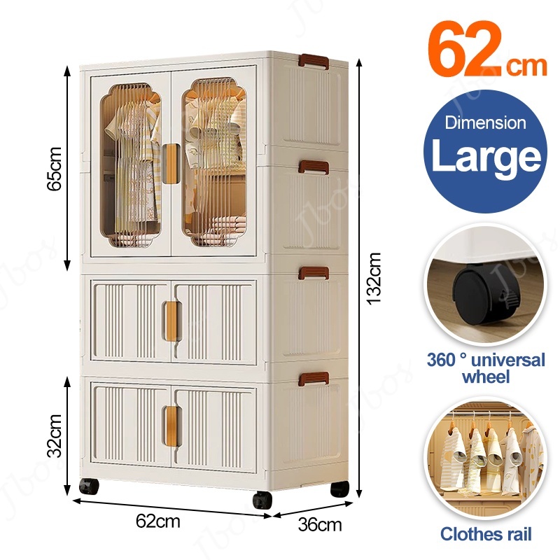 Jbos Foldable Storage Cabinet For Clothes With Universal Wheels Oversized Wardrobe For Adult