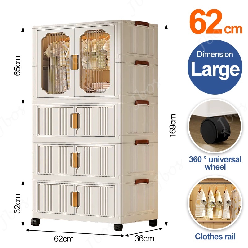 Jbos Foldable Storage Cabinet For Clothes With Universal Wheels Oversized Wardrobe For Adult