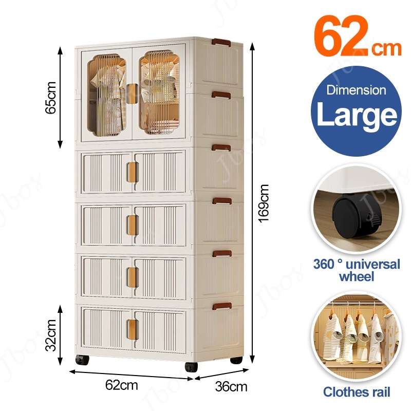 Jbos Foldable Storage Cabinet For Clothes With Universal Wheels Oversized Wardrobe For Adult