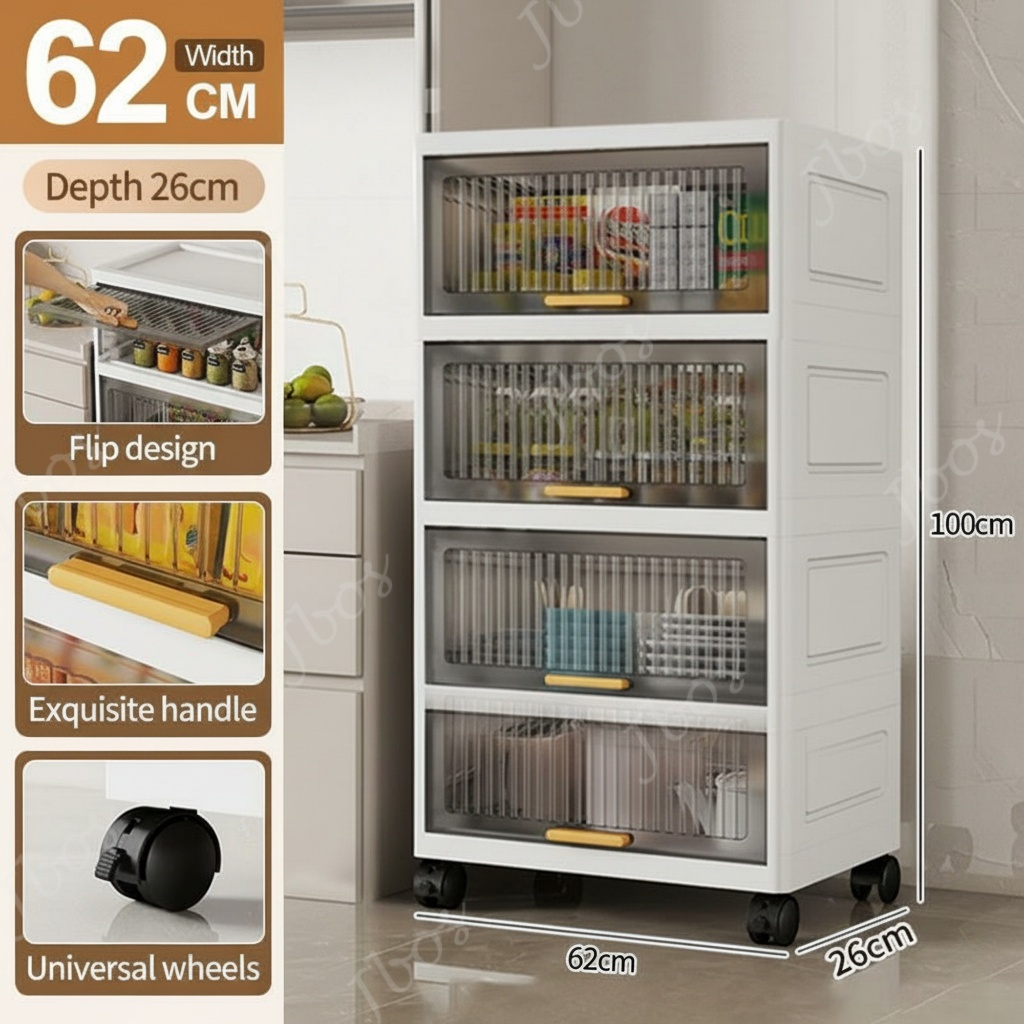 Jbos Durabox Cabinet Drawer Storage Cabinet Movable Organizer Kitchen Storage White Cabinet
