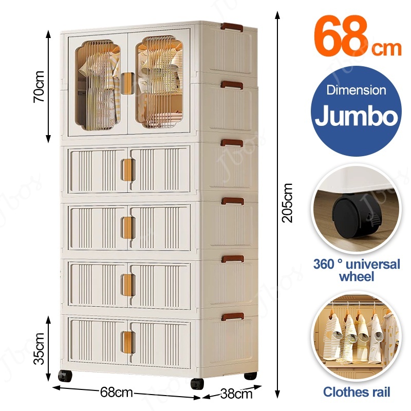 Jbos Foldable Storage Cabinet For Clothes With Universal Wheels Oversized Wardrobe For Adult