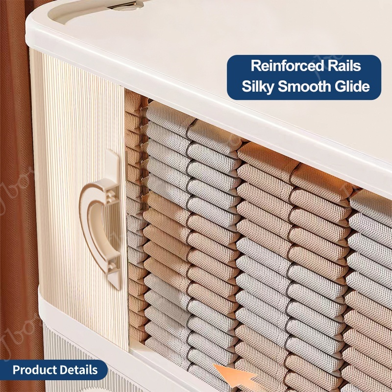 Jbos 40-70cm Foldable Cabinet With Sliding Doors ​​Spacious​​ White Durabox Cabinet Organizer