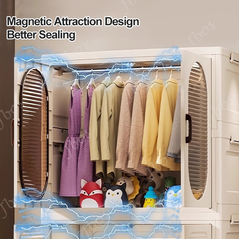 Jbos Foldable Wardrobe Baby Closet Organizer Thickened Plastic Storage Baby Cabinet For Clothes