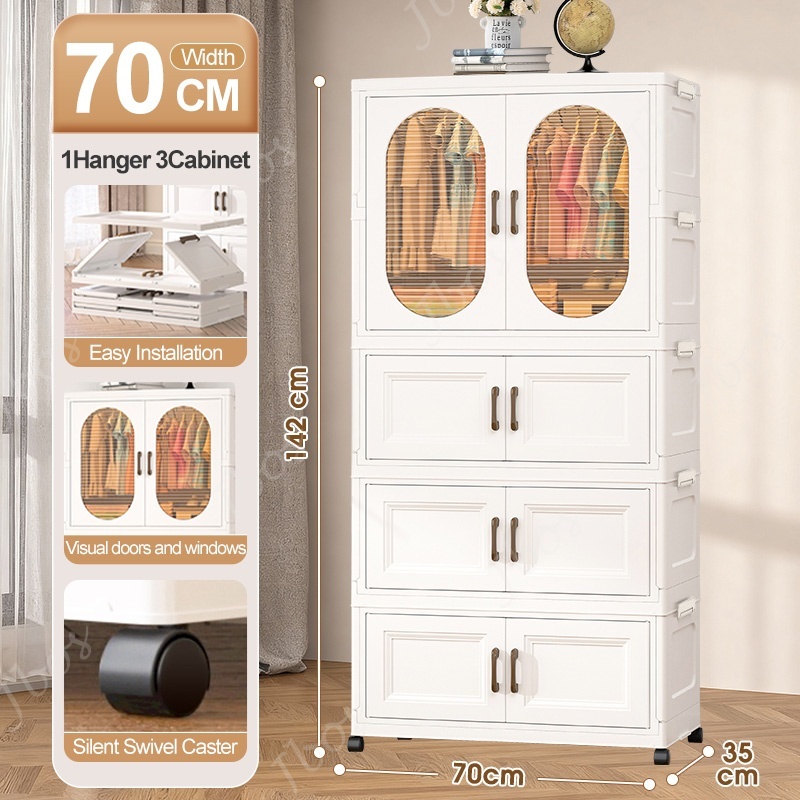 Jbos Foldable Wardrobe Baby Closet Organizer Thickened Plastic Storage Baby Cabinet For Clothes