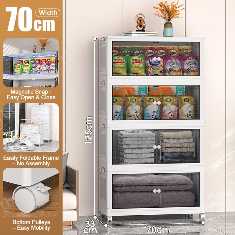 Jbos 50-80cm Foldable Storage Cabinet with Magnetic Suction Door Megabox Cabinet Organizer