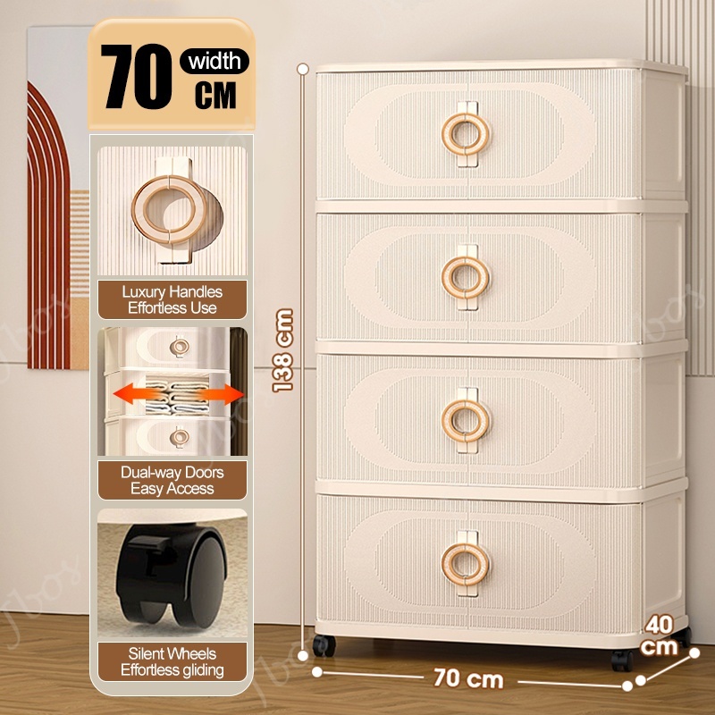 Jbos 40-70cm Foldable Cabinet With Sliding Doors ​​Spacious​​ White Durabox Cabinet Organizer