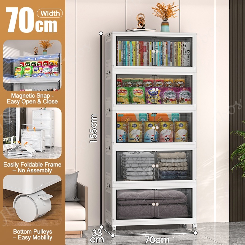 Jbos 50-80cm Foldable Storage Cabinet with Magnetic Suction Door Megabox Cabinet Organizer