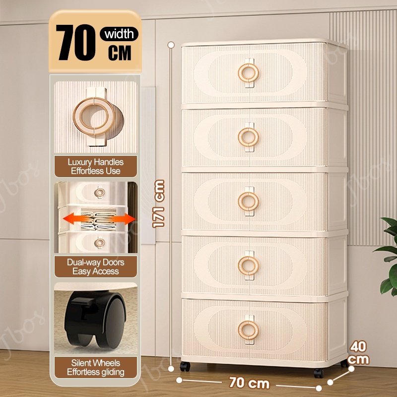 Jbos 40-70cm Foldable Cabinet With Sliding Doors ​​Spacious​​ White Durabox Cabinet Organizer