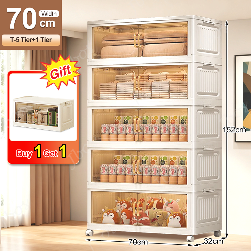 【Buy 1 Get 1 Free】Jbos 50-70cm Foldable Cabinet For Clothes Stable Storage Box With Universal Wheels