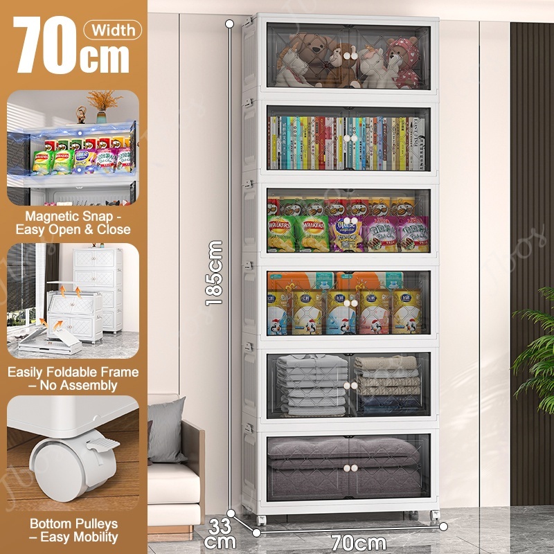 Jbos 50-80cm Foldable Storage Cabinet with Magnetic Suction Door Megabox Cabinet Organizer