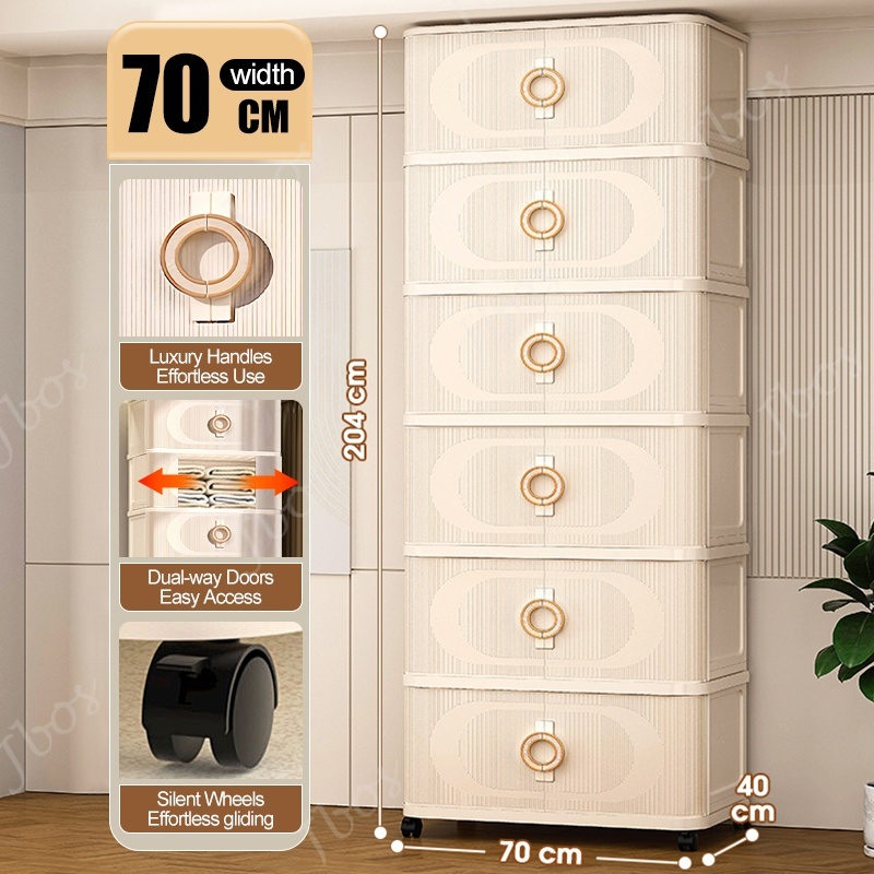 Jbos 40-70cm Foldable Cabinet With Sliding Doors ​​Spacious​​ White Durabox Cabinet Organizer